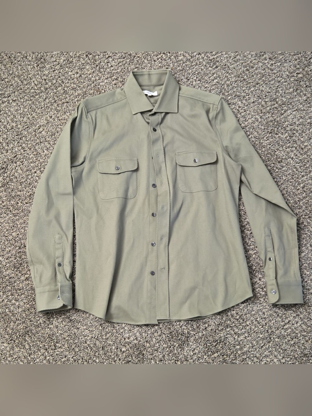 Reiss Classic Olive Button-Up Shirt